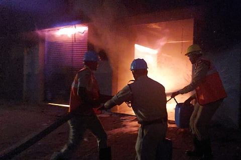 Firefighters control flames 
