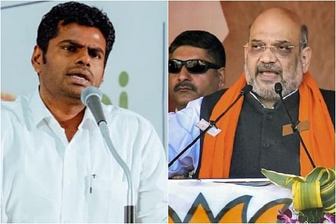 Collage of TN BJP Chief K Annamalai (L) and Home Minister Amit Shah (R) 