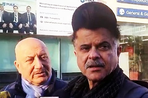 Anupam Kher and Anil Kapoor after visiting Rishabh Pant at the hospital