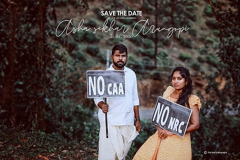 Kerala couple protests CAA and NRC through pre-wedding photo shoot