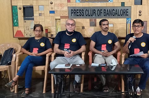 BNP members addressing reporters