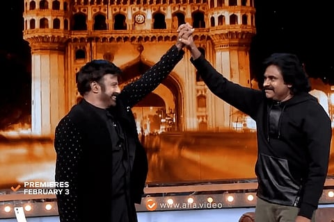 Actor Balakrishna and Pawan Kalyan in unstoppable show