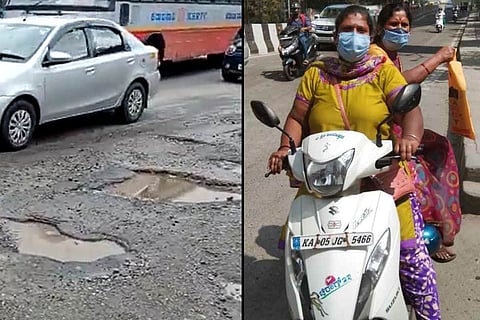 Woman riding scooter dies in Bengaluru after slipping in pothole