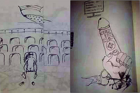Provocative cartoons in college magazine: 13 persons booked for insulting National Flag