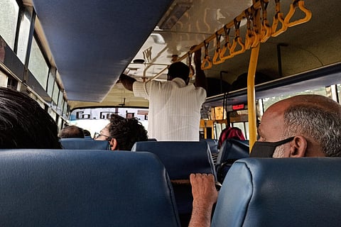 Passengers inside bus