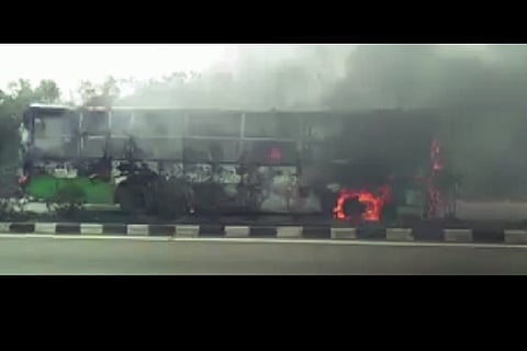 Bus carrying school children catches fire near Bengaluru, 50 students escape unhurt 
