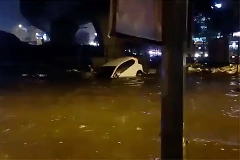 Watch: Terrifying video shows Bengaluru woman trapped inside car on a flooded road