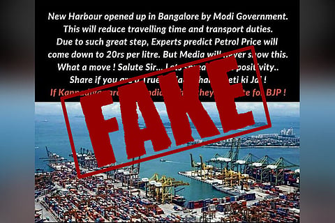 TNM fact check: WhatsApp forward stating Bengaluru will get a new port is fake