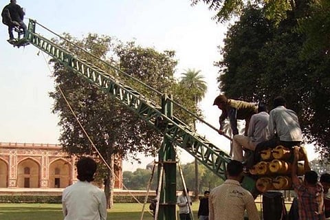 Film shooting on set