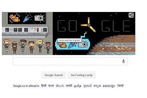 Google cheers Juno's arrival in Jupiter with a doodle