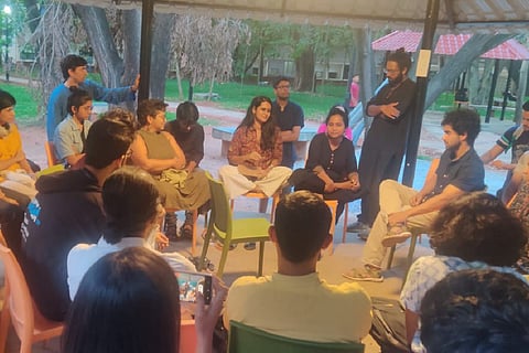 Natasha Narwal and Devangana Kalita at informal talk attended by IISc students and faculty members