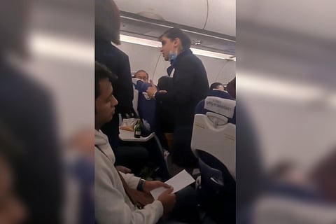 The air hostess who was seen retorting to a passenger