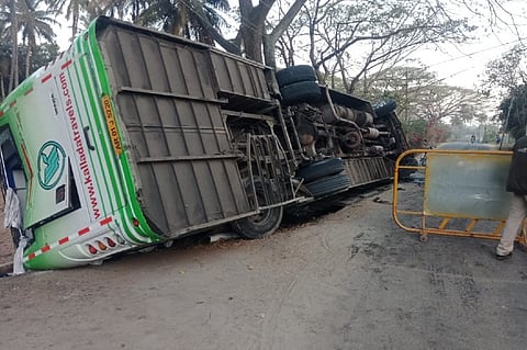 One woman dead, 15 injured after Bengaluru-Kozhikode bus topples near Mysuru