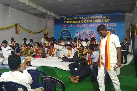 Pro-Kannada activists on day-long protest demanding jobs for locals in Karnataka