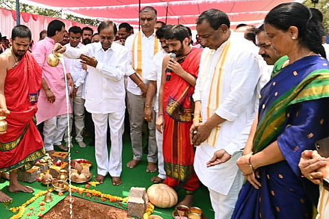 Telangana CM KCR laying foundation for TIMS hospital in Alwal