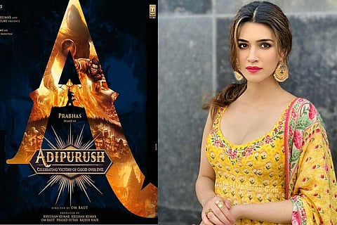 The poster of Adipurush and a picture of Kriti Sanon