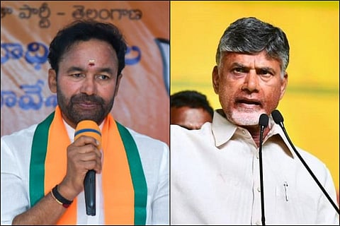Telangana BJP chief G Kishan Reddy, TDP chief Chandrababu Naidu