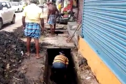 Manual scavenging was stopped in Coimbatore on Monday