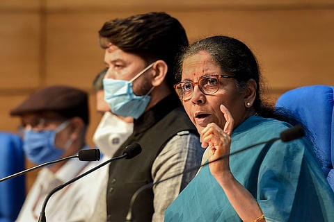 Finance Minister Nirmala Sitharaman and MoS Anurag Thakur 