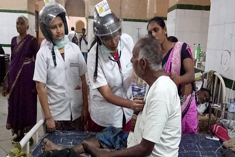 ‘It could collapse’: Osmania Hospital docs wear helmets to protest unsafe structure 