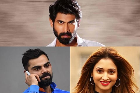 Actors Rana, Tamannaah and cricketer Virat Kohli 