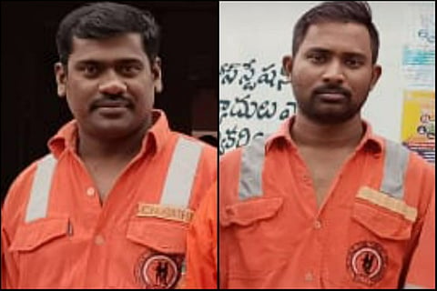 SCCL rescue team workers Sathish and Ramu
