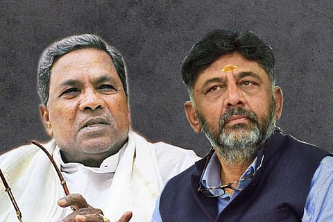 A collage of DK Shivakumar and Siddaramaiah