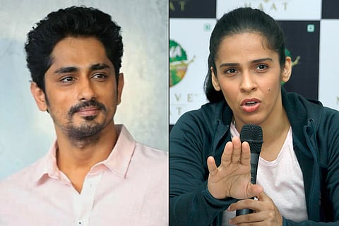 Actor Siddharth on the left and badminton player Saina Nehwal on the right. 