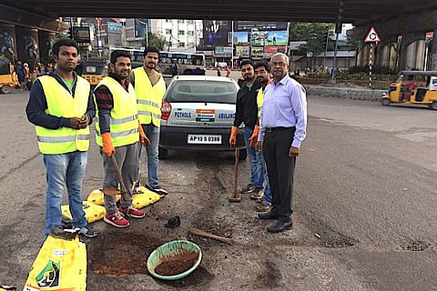 As crater Hyderabad makes a return, 'road doctor' steps in once again to fix potholes