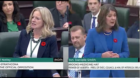 Rachel Notley and Danielle Smith 