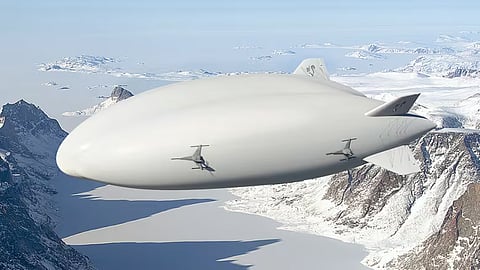 Concept art of Lockheed Martin's hybrid airship