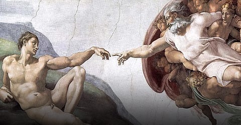Detail from the ceiling of the Sistine Chapel, Rome