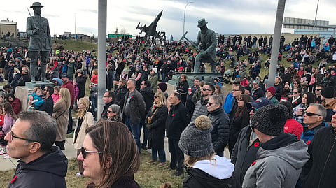 Roughly 10,000 people attended Remembrance Day observations at Calgary's Military Museums, Saturday. Thanks to a recent federal policy reversal on religious observation, Chaplain (Anglican) the Rev. Carolyn Herold opened with a prayer to the "God of all humanity..."