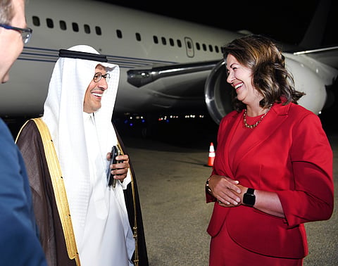 Premier Danielle Smith and Saudi oil minister Saudi Prince Abdulaziz bin Salman Al Saud.