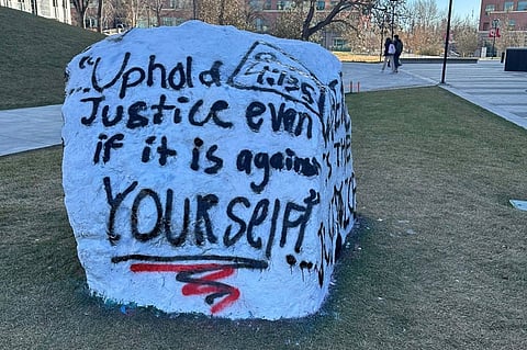Remembrance Day rocks painted over for Palestine 