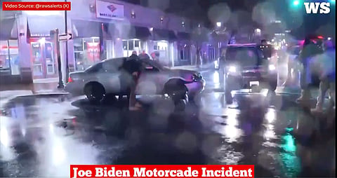 WATCH: Biden motorcade rear-ended while president deflects polling numbers nearby on sidewalk 