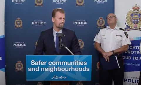 Alberta Public Safety and Emergency Services Minister Mike Ellis and other officials provided an update on public safety in Edmonton. 