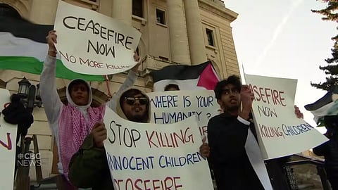Pro-Palestine protest at Sask Legislature on November 20, 2023