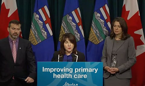 Dr. Paul Parks, Adrianna LeGrange and Premier Danielle Smith