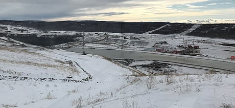 BC Hydro's Site C dam, under construction on the Peace River near Fort St. John, BC. Vast though it is, and capable of powering 450,000 homes according to the company, it will barely make a dent in the power needs occasioned by Canada's electrification. Reservoir filling began 25th August, 2024