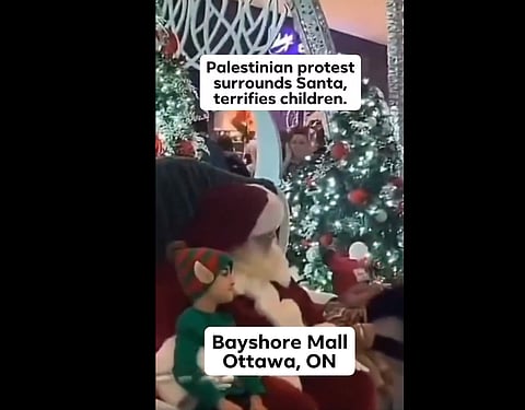 WATCH:  Palestine supporters swarm Santa, send children screaming at Ottawa mall 