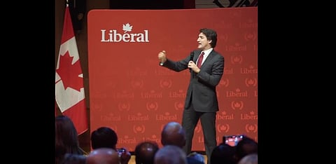 Prime Minister Justin Trudeau speaks at Liberal event