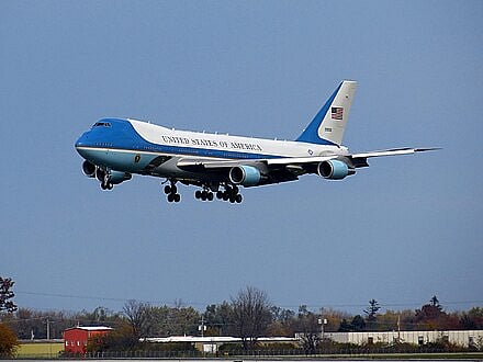 Air Force One comes in for a landing.