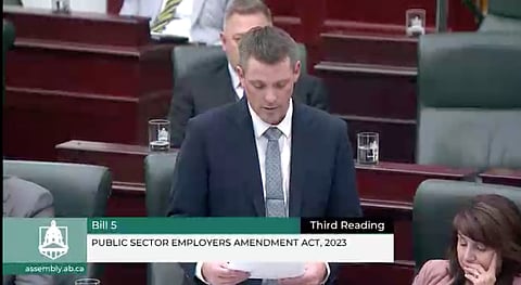 Alberta Treasury Board President and Finance Minister Nate Horner said MLAs should support the Public Sector Employers Amendment Act. 