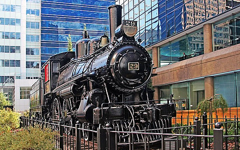 Once a familiar sight in downtown Calgary, Locomotive 29 — built in Montreal in 1885 — is now located at the CPR's Ogden campus. It remains however a visible reminder of the exciting story of Canada's transcontinental expansion, told in a new book from historian Stephen R. Bown. The book is reviewed here by John Robson. 