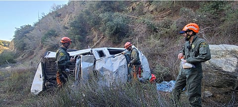 Wreckage at bottom of cliff