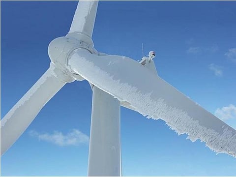 Wind turbine... they don't always work when it's cold and never when the wind doesn't blow.
