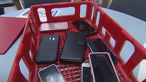 Cell phones in basket