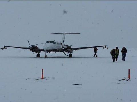 The University of Wyoming's King Air research aircraft prepares for flight from Boise Airport to participate in the SNOWIE Project.
