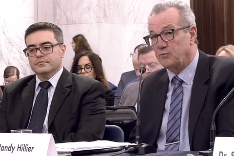 Former Ontario MPP Randy Hillier attends a US Senate roundtable on government COVID responses, in Washington Monday. On his right, Dr. Raphael Lataster, pharmacist and prof at Australia's University of Sydney